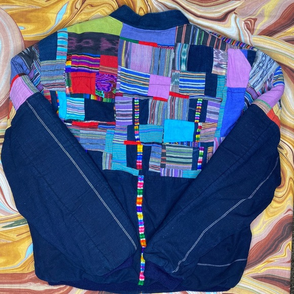 Vintage Patch Work Jacket XL Colorful Textile - Picture 6 of 7
